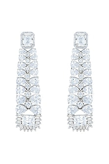 Silver plated faux diamond dangler earrings