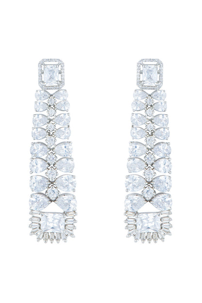 Silver plated faux diamond dangler earrings