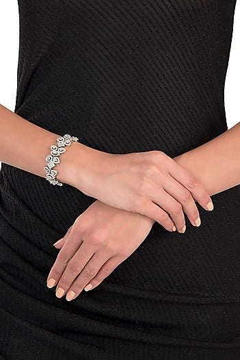 Silver plated white rhodium diamond bracelet