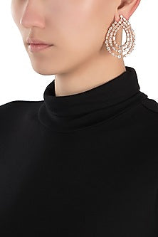 Rose gold plated 3 line diamond earrings