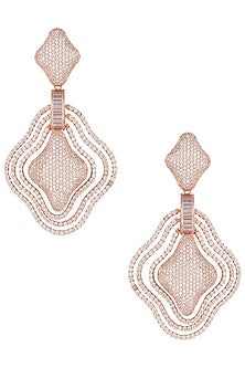 Rose gold plated full pave diamond earrings