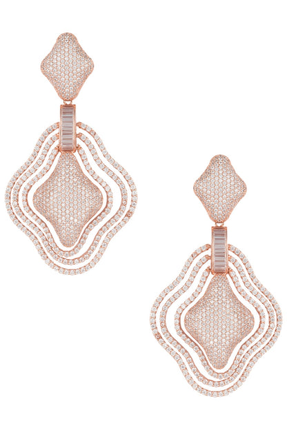 Rose gold plated full pave diamond earrings