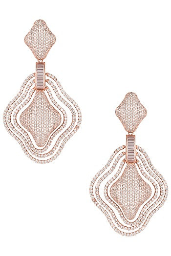 Rose gold plated full pave diamond earrings