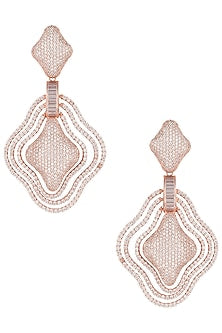 Rose gold plated full pave diamond earrings