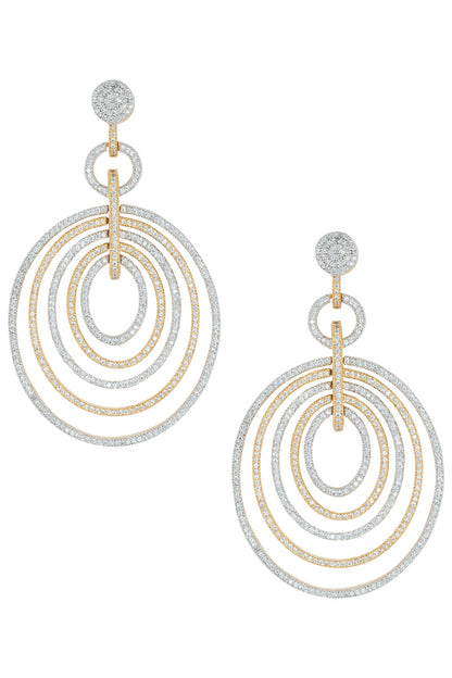 Gold and silver plated diamond multi circle earrings