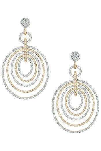 Gold and silver plated diamond multi circle earrings
