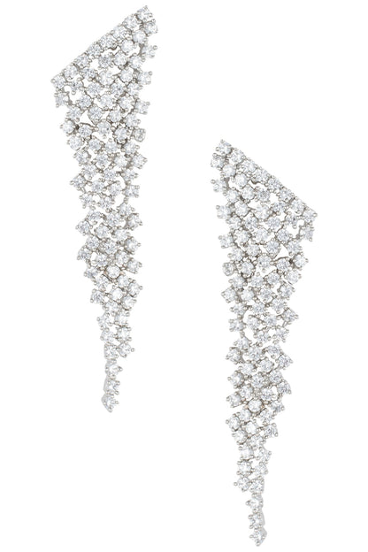 Silver plated waterfall faux diamond earrings