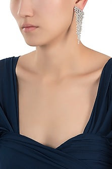 Silver plated waterfall faux diamond earrings