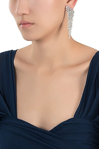 Silver plated waterfall faux diamond earrings