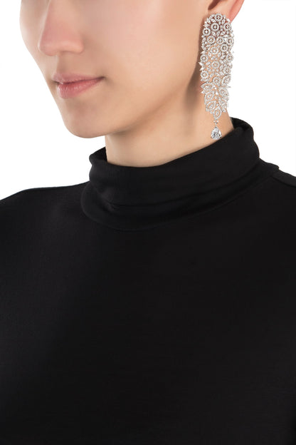 Silver plated faux diamond earrings