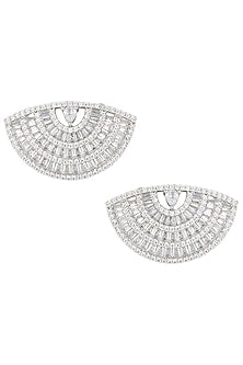 Silver plated baguette diamond stud earrings