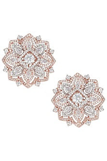 Rose gold plated oversized floral stud earrings