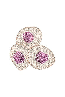 Rose gold plated diamond and ruby ring