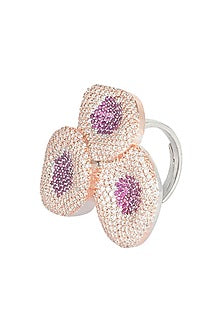 Rose gold plated diamond and ruby ring