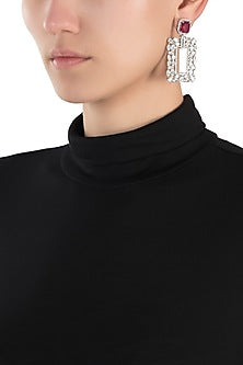 Silver plated diamond and ruby earrings