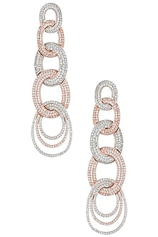 Rose gold and silver plated diamond earrings