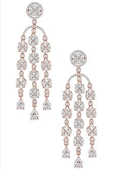 Rose gold plated diamond drop earrings