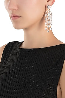 Rose gold plated diamond drop earrings
