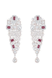 Silver plated faux diamond and ruby earrings