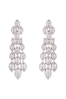 Silver plated faux diamond long earrings
