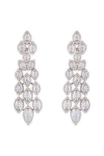 Silver plated faux diamond long earrings