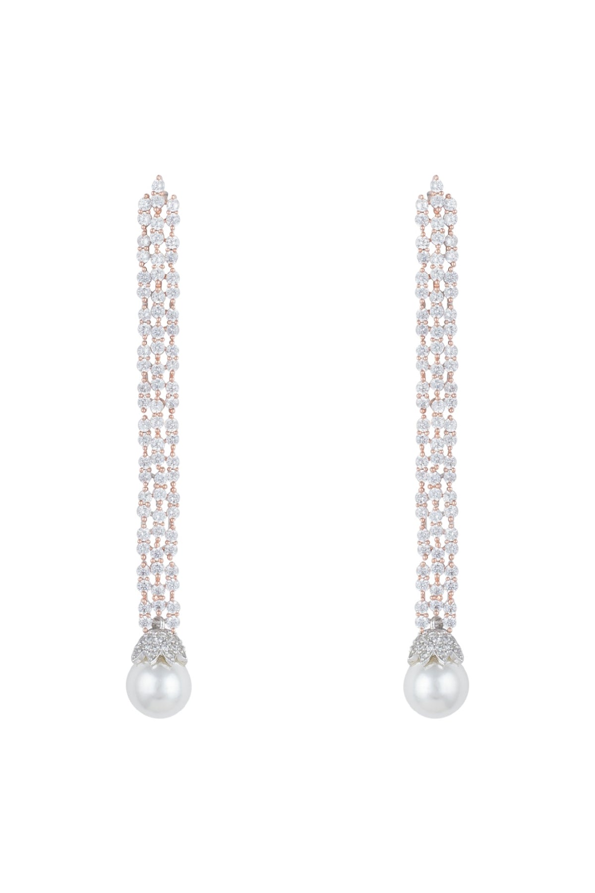 Silver plated diamond long earrings