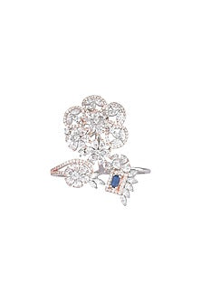 Silver plated faux diamond ring