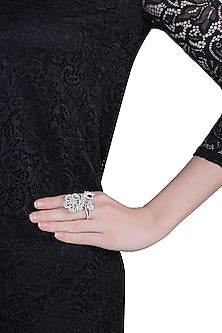 Silver plated faux diamond ring