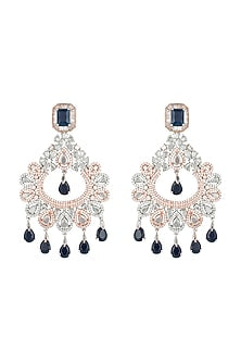 Silver plated faux diamond and sapphire earrings
