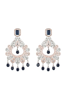 Silver plated faux diamond and sapphire earrings