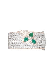 Silver plated faux diamond and emerald bracelet