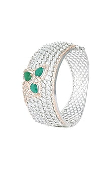 Silver plated faux diamond and emerald bracelet