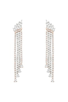 Silver plated faux diamond long dangler earrings
