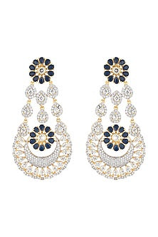 Gold plated faux diamond and sapphire earrings