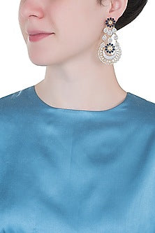 Gold plated faux diamond and sapphire earrings