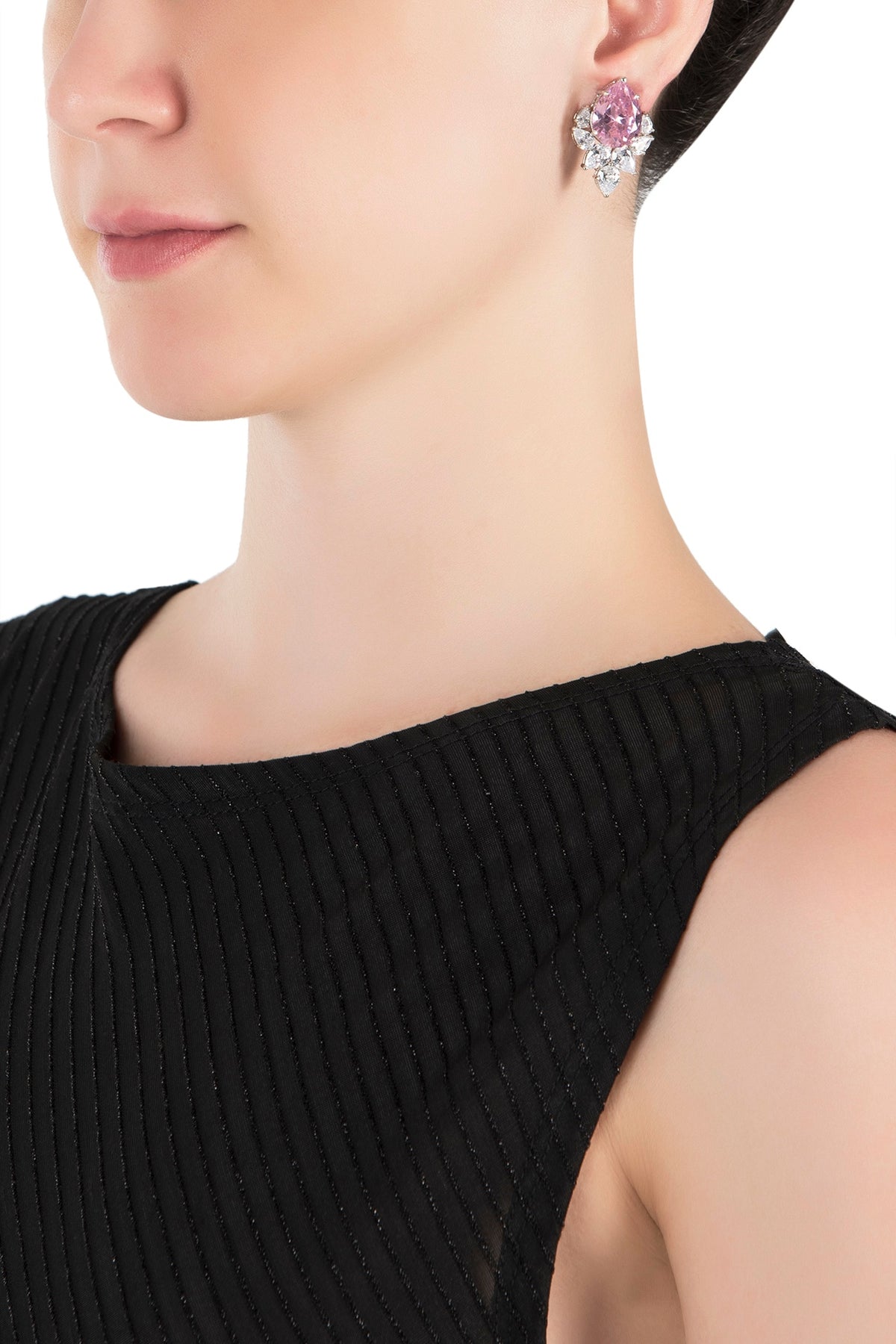 Silver plated faux ruby and pearl stud earrings