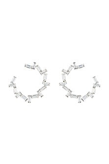 Silver plated faux diamond hoop earrings