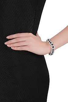 SIlver plated faux sapphire and diamond bracelet