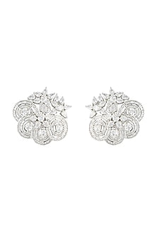 Silver plated faux diamond stud earrings
