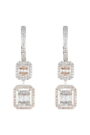 Silver plated faux diamonds earrings