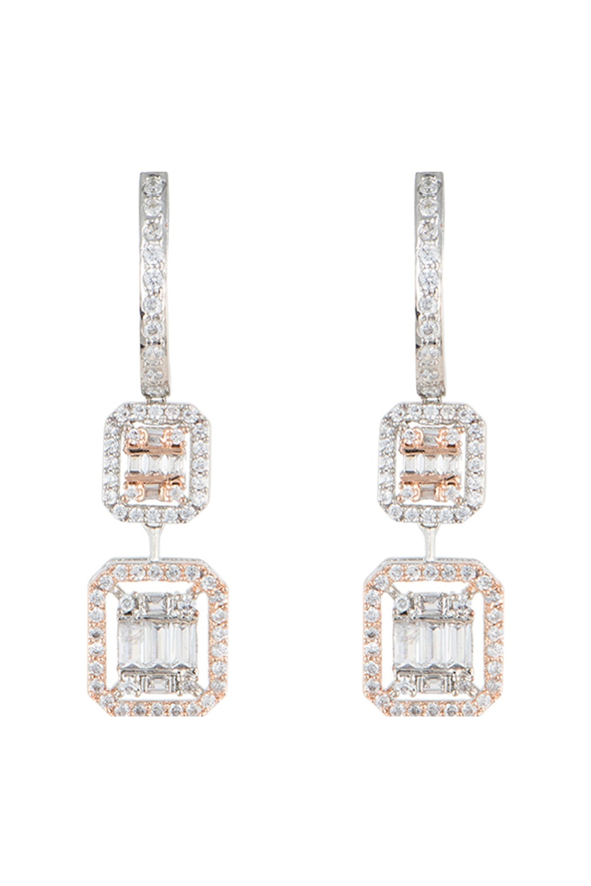 Silver plated faux diamonds earrings