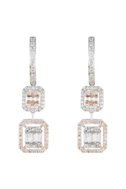 Silver plated faux diamonds earrings