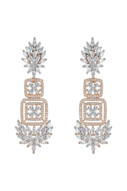 Rose Gold Finish Faux Diamond Earrings
