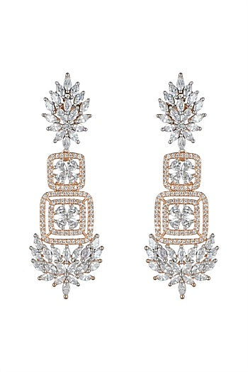 Rose Gold Finish Faux Diamond Earrings