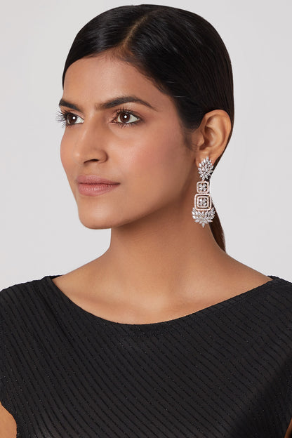 Rose Gold Finish Faux Diamond Earrings