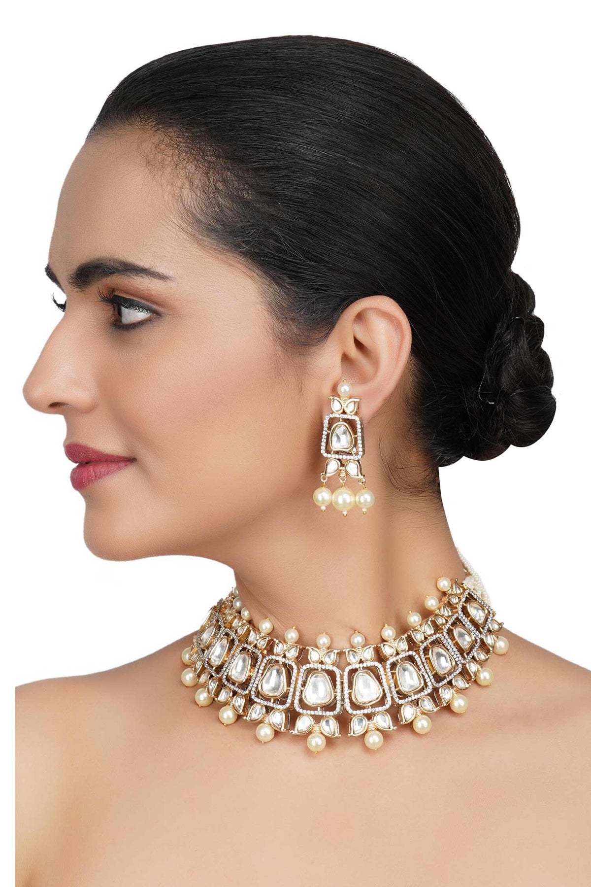 Bead & Kundan Polki Necklace Set 