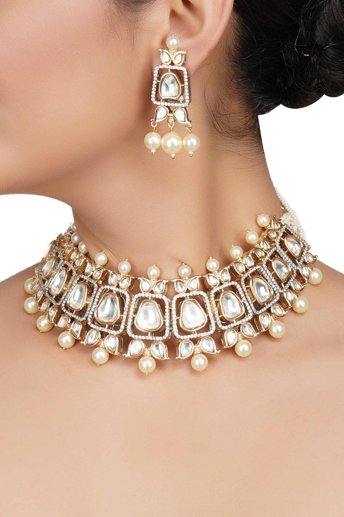 Bead & Kundan Polki Necklace Set 