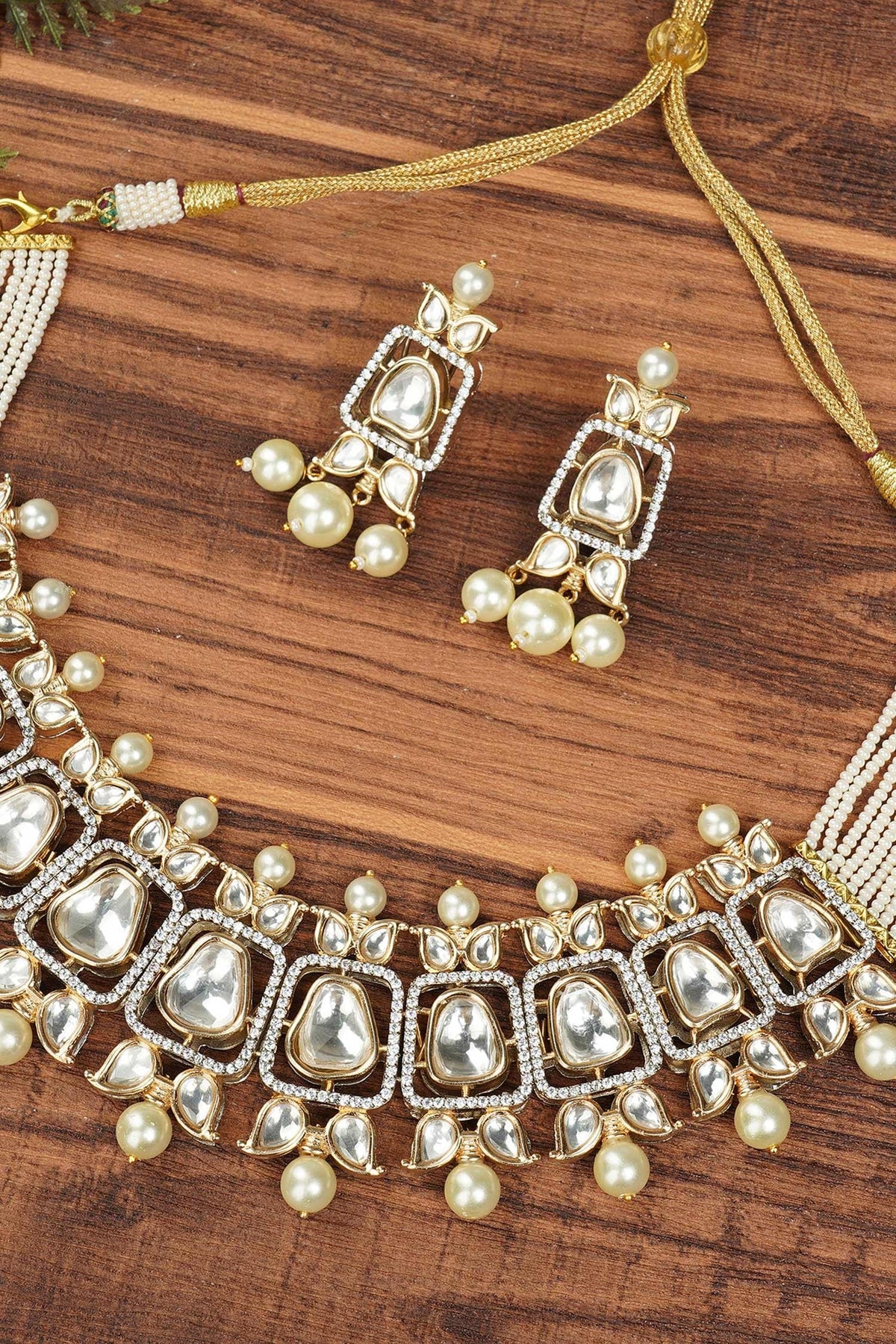 Bead & Kundan Polki Necklace Set 