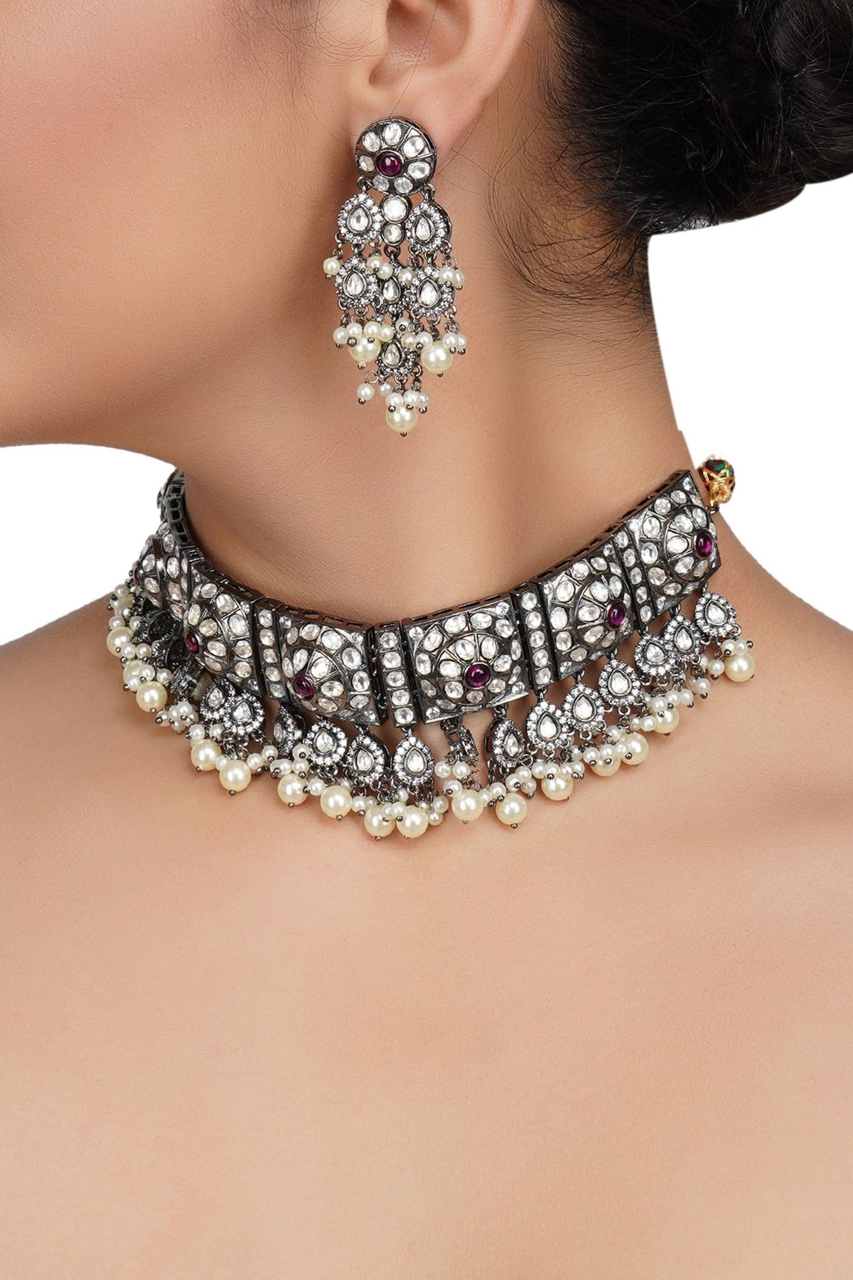 Bead & Kundan Polki Necklace Set 