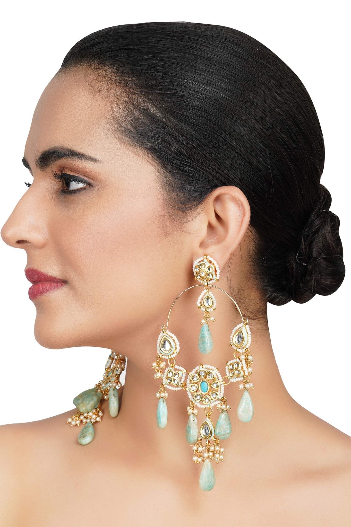 Kundan Polki Drop Earrings 